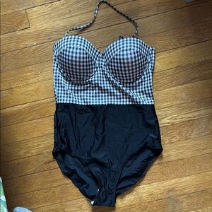 NWT Black and White Checkered One Piece Retro-Style Swimsuit